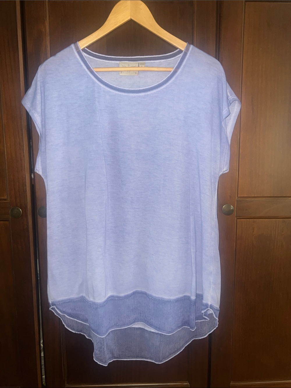 Dantelle Mineral Wash Semi Sheer Knit Tunic Top Blue XL